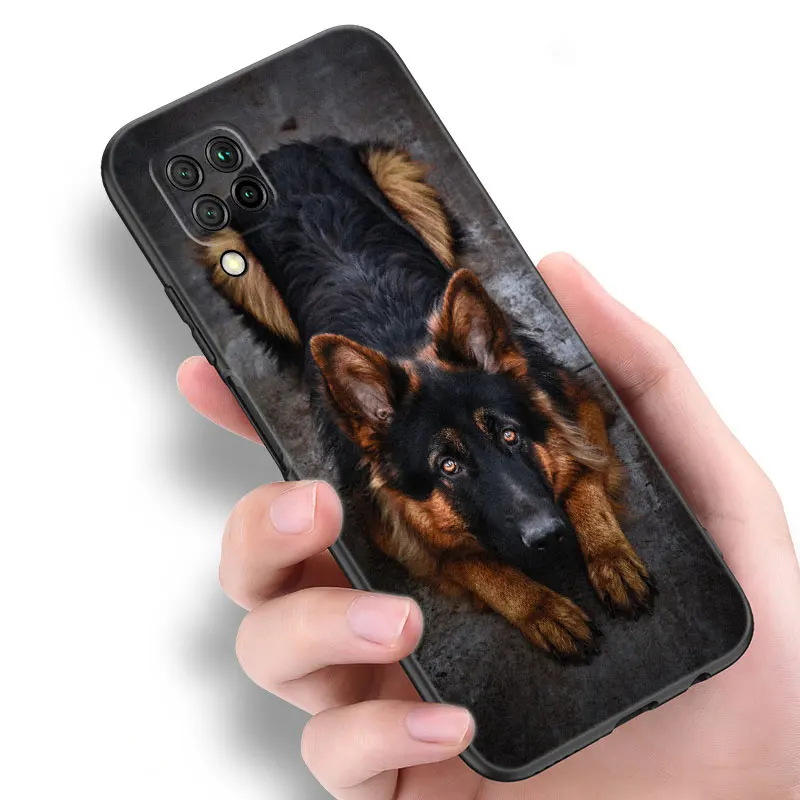 Casing ponsel hitam anjing gembala Jerman untuk Huawei Nova 7i 8i Y70 P20 P30 P40 Honor 50 SE 90 Lite Y6 Y9 Prime Y5 Y7 Pro 2019