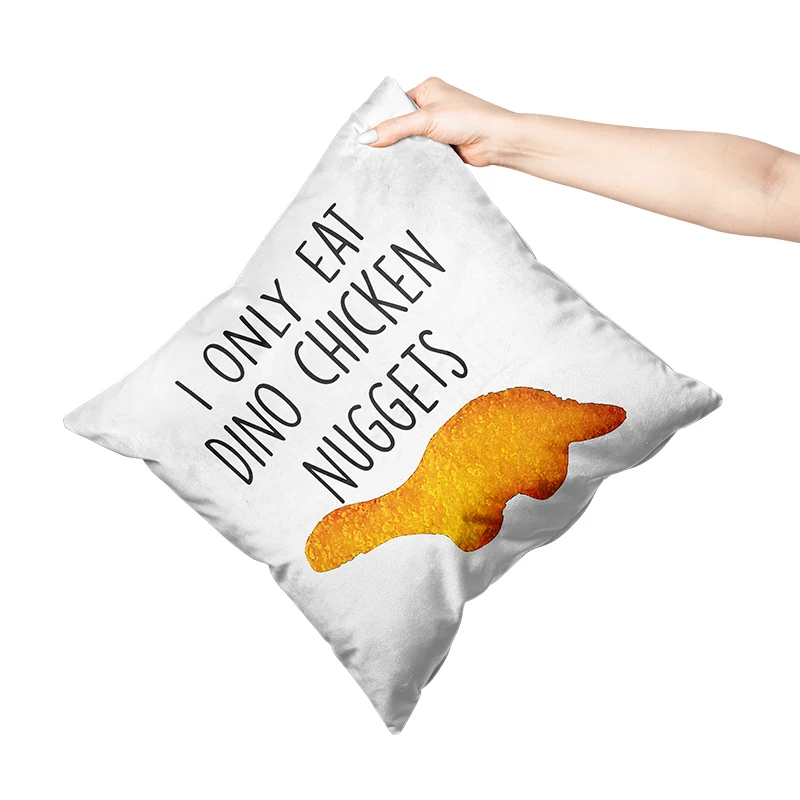 Aertemisi 18'' x 18'' I Only Eat Dino Chicken Nuggets Square Throw Pillow Cushion Covers Cases Pillowcases 45cm x 45cm