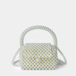 2024 New Internet Celebrity Finished Bead Bag Handheld Summer Single Shoulder Handmade Pearl Phone Cross Carrying Small Bag