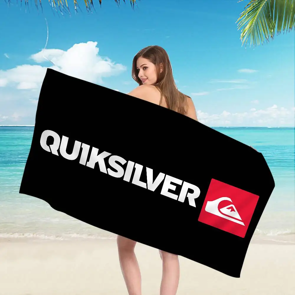 Logotipo clássico q-quiksilver microfibra impressa toalha de praia montanha escalada yoga praia natação correndo toalha macia absorvente