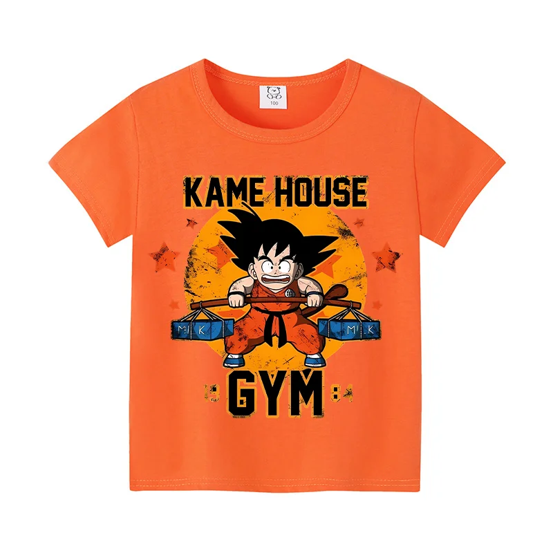 Dragon Ball T-shirts Goku Clothes Cartoon Anime Printed Short Sleeves Casual Kids Tees Y2K Round Neck Tops Boys Summer Clothing