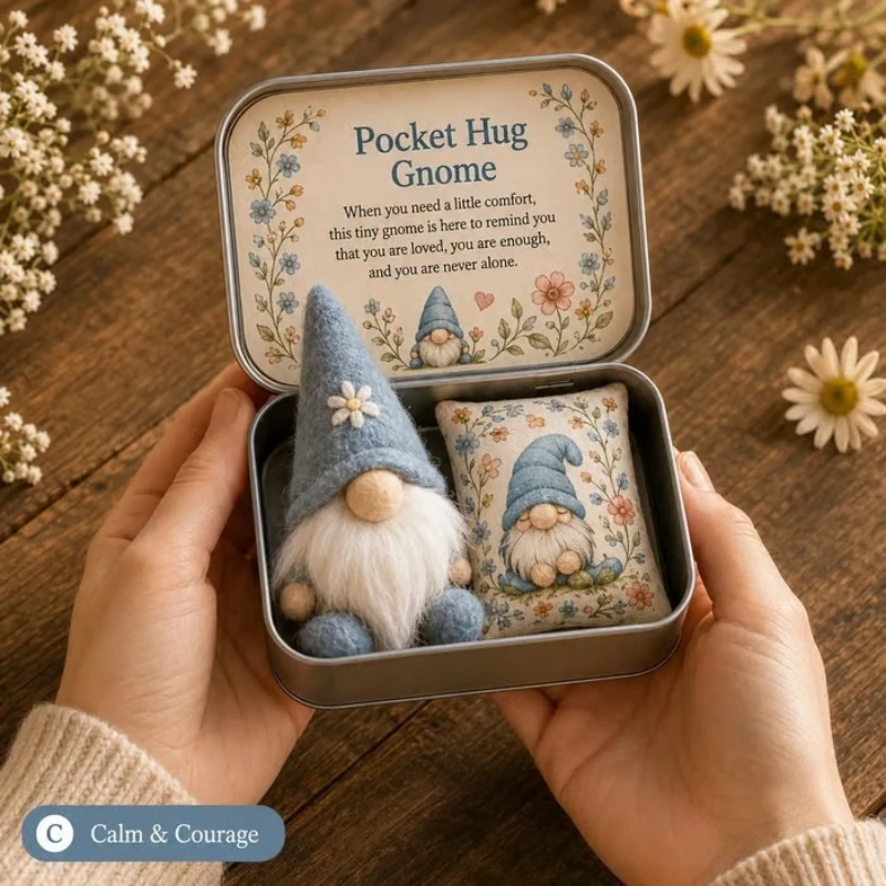 Cute Pocket Hug Gnome Gift Tin – Practical Mini Dwarf Keepsake Box, Creative Storage Tin for Small Surprise Gifts & Favors