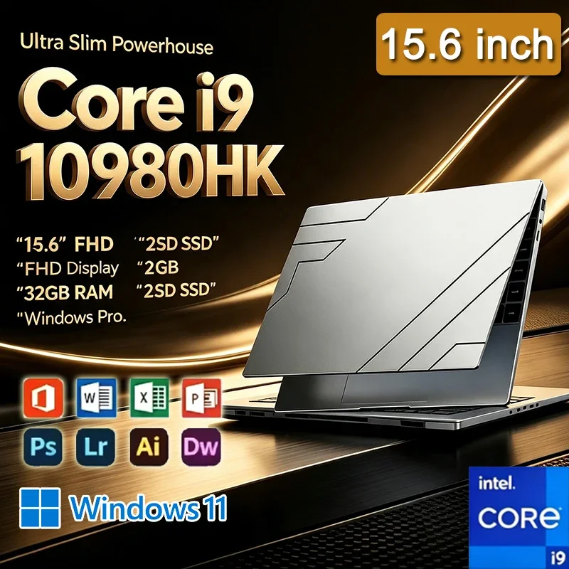 15.6 Inch Gaming laptop with Intel Core I9-10980HK 32GB RAM 512GB 1TB 2TB SSD WiFi 6 Windows 11 PRO high-performance laptop