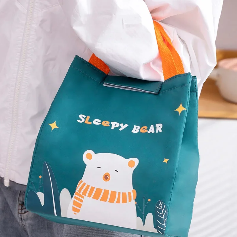 Children\'s Lunch Student Bento Bag Aluminum Foil Insulated Office Lunch Box Reusable Make Dining Bag with Waterproof Lining