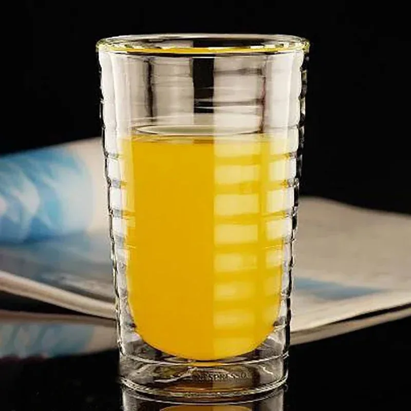 Kompatible hitzebeständige Kaffeetasse – doppelwandiger isolierter Glasbecher für heiße/kälte Getränke, transparentes handgefertigtes Trinkgeschirr