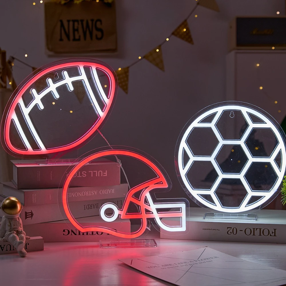 

Sports Theme Neon Sign Art Wall Light USB Football Neon Light for Gym Club Game Room Birthday Party Bedroom Decoration Gift