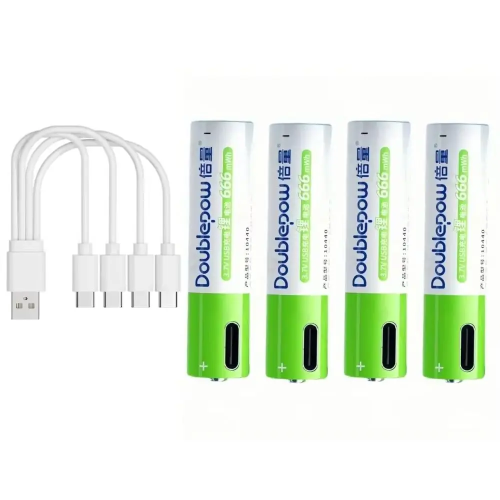 4 шт./лот 3,7 В 10440 литиевая аккумуляторная батарея AAA 666 МВтч литий-ионная батарея с кабелем TYPE-C для быстрой зарядки