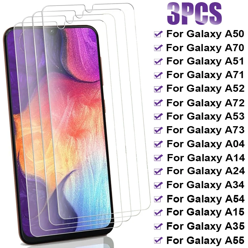 

4Pcs Tempered Glass For Samsung Galaxy A54 A34 A24 A14 A04 Screen Protector for Samsung A15 A35 A55 A51 A71 A52S A53 5G Glass