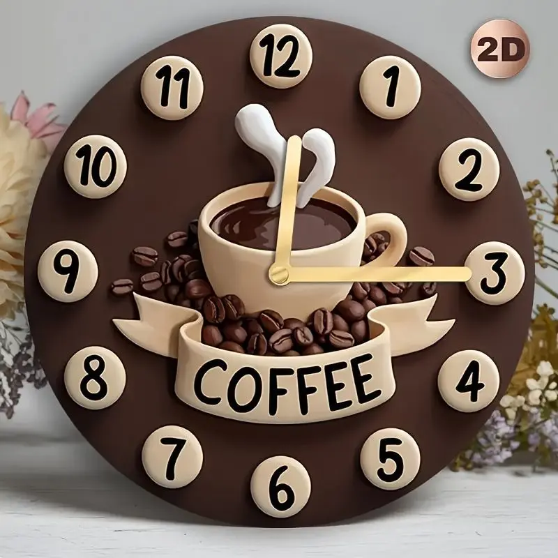 

Eco Coffee Resin Clock - Unique Wall/Table Decor with Recycled Beans, Artistic Functional Home Art for Kitchen &Living Room Gift