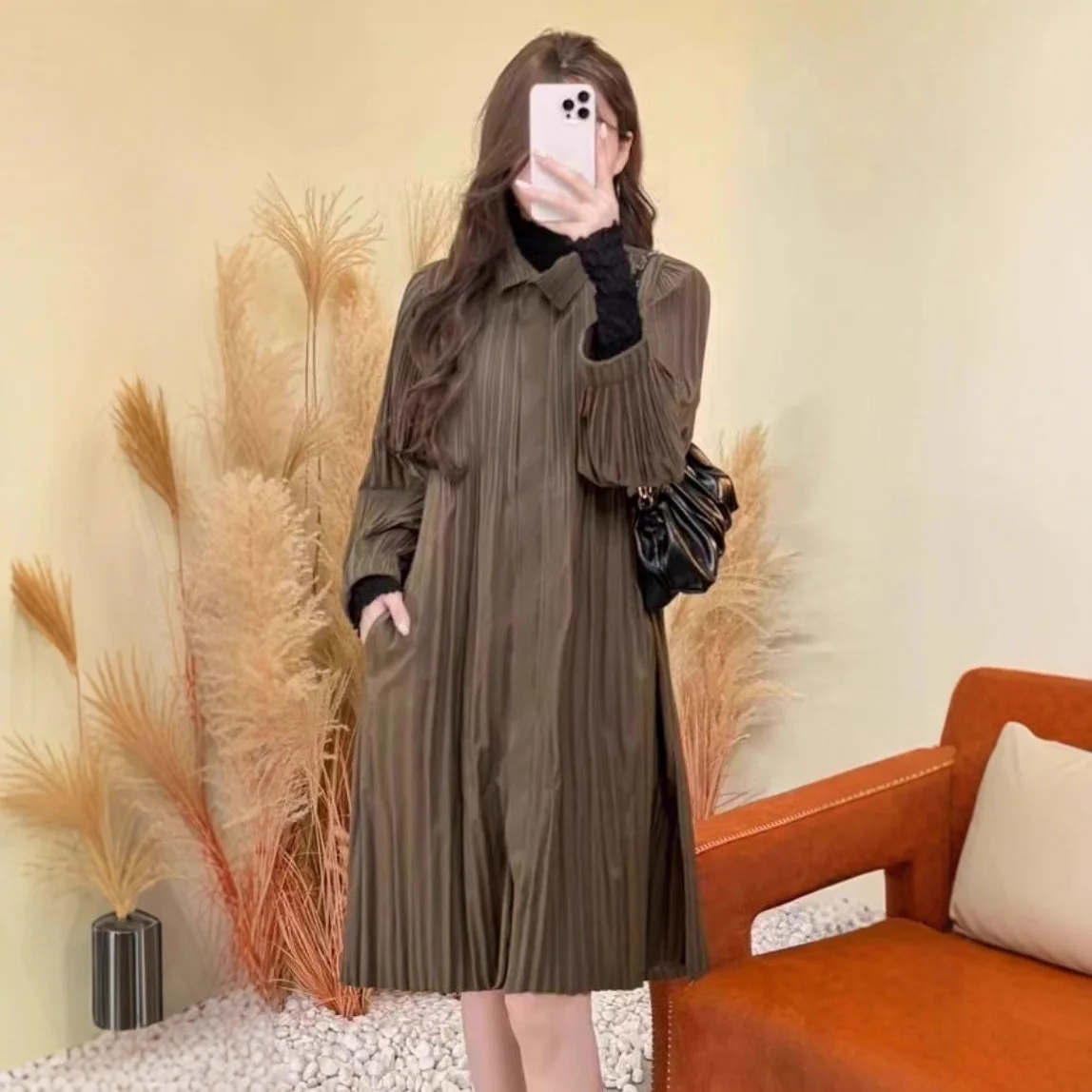 

Miyake плиссированная ветровка женская весна осень простая однотонная универсальная ветровка для поездок на работу модная женская одежда