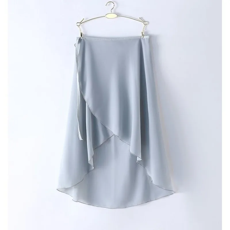 Customized Irregular Midi Skirt Women's Solid Color Gauze Skirt One-piece Ballet Classical Practice Dance Front Long Back Short