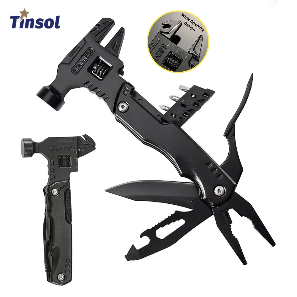 

Многофункциональные плоскогубцы TINSOL: универсальные складные плоскогубцы-молоток, нож для выживания и кемпинга