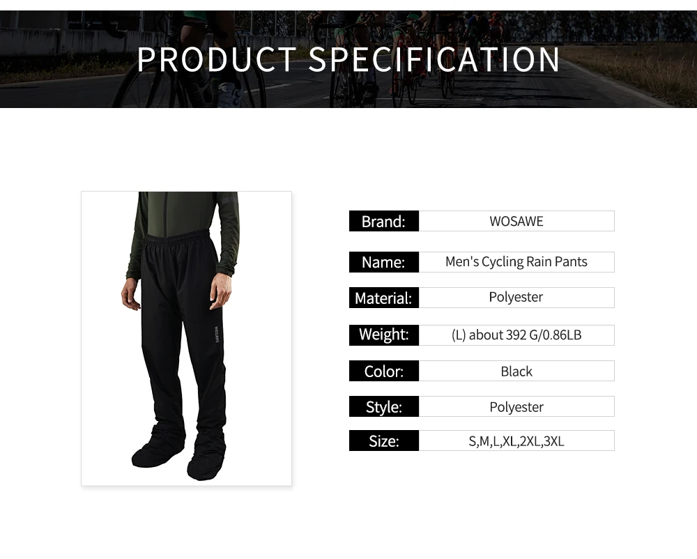 WOSAWE Radfahren Regenhose Outdoor Regenschutz Hosen Motorrad Klettern Camping Radfahren Sport Berg Regen Hosen Überschuhe – Detail 7