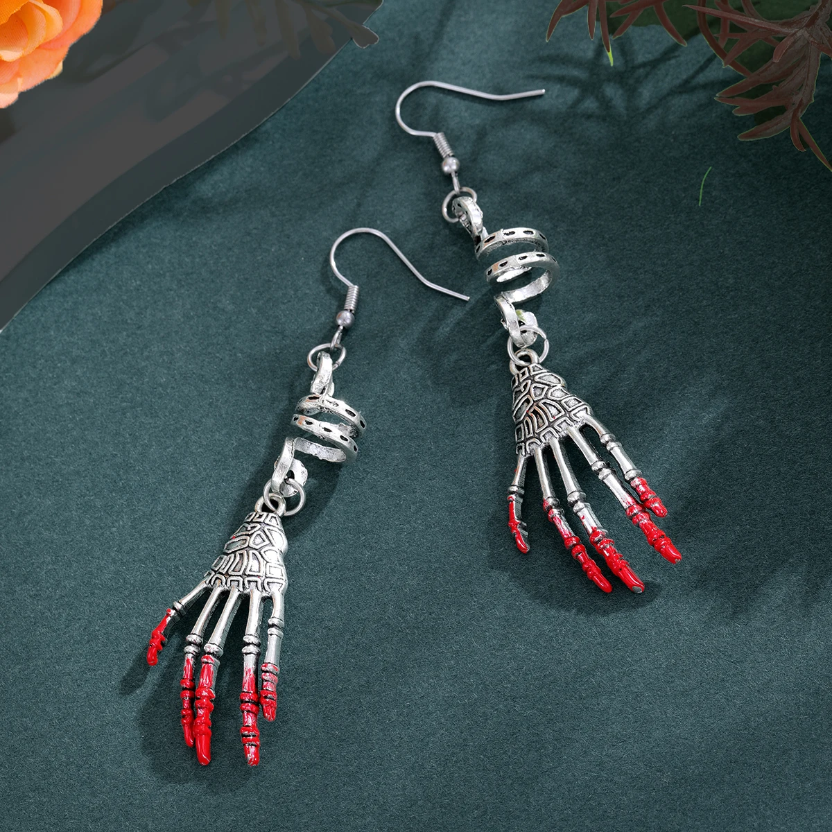 Gothic Skull Bloody Hand Earrings Horror Personality Halloween