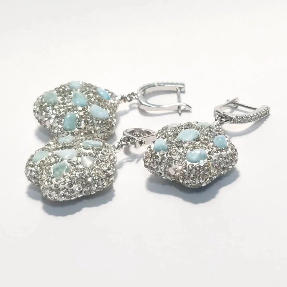 

Набор MTC·STAR, 25 мм, серьги-подвески ручной работы с синим амазонитом и цирконами (Z14493)