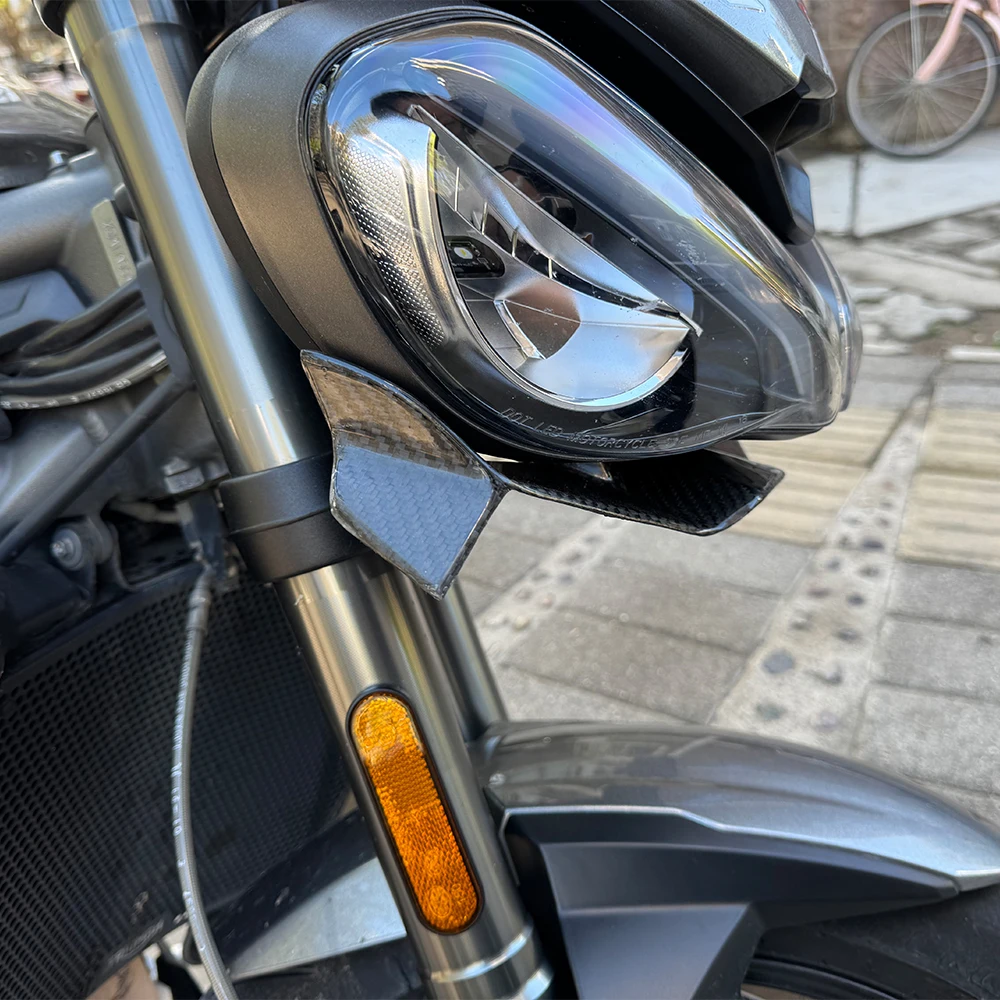 new for Triumph Street Triple 765 Carbon fiber motorcycle exposed front spoiler Winglet aerodynamic GP wing kit spoiler2019-2025 - Image 3