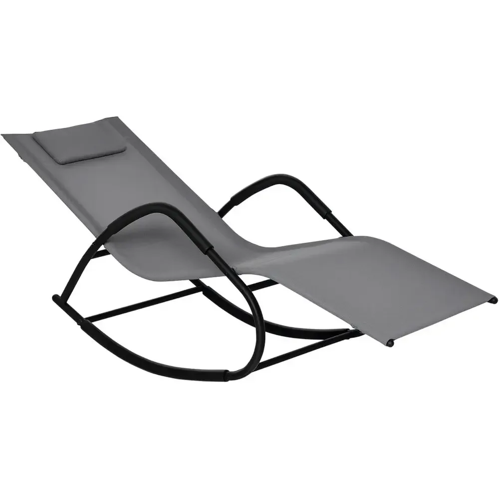 Gray Outdoor Zero Gravity Chaise Lounger with UV-Resistant Pillow, Ideal for Lawn, Garden, or Pool