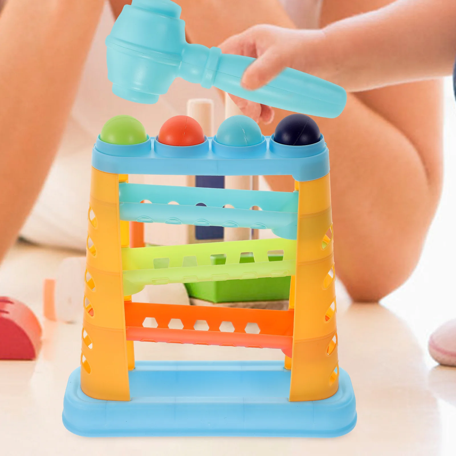 1 مجموعة أطفال المطرقة كرة مستديرة لعبة الضرب التعليمية التنمية المبكرة تدريب العضلات مجموعة ملونة لعبة قطرة الكرة #3