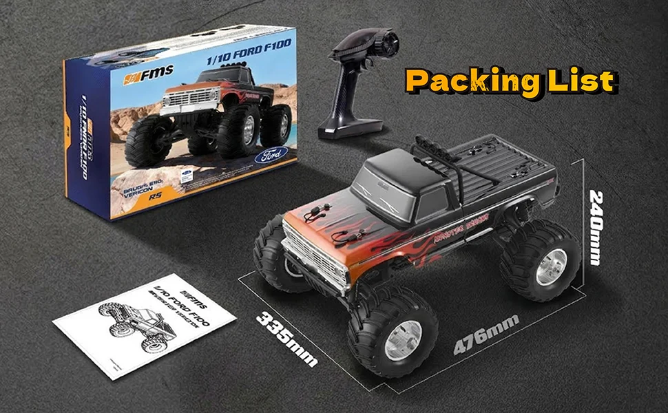 1/10 Scale Brushless RC Crawler Truck, 2WD Off-Road Vehicle with Wheelie Bar, High-Torque Motor, Hobby Grade Remote Control Car for Adults, Navy Blue