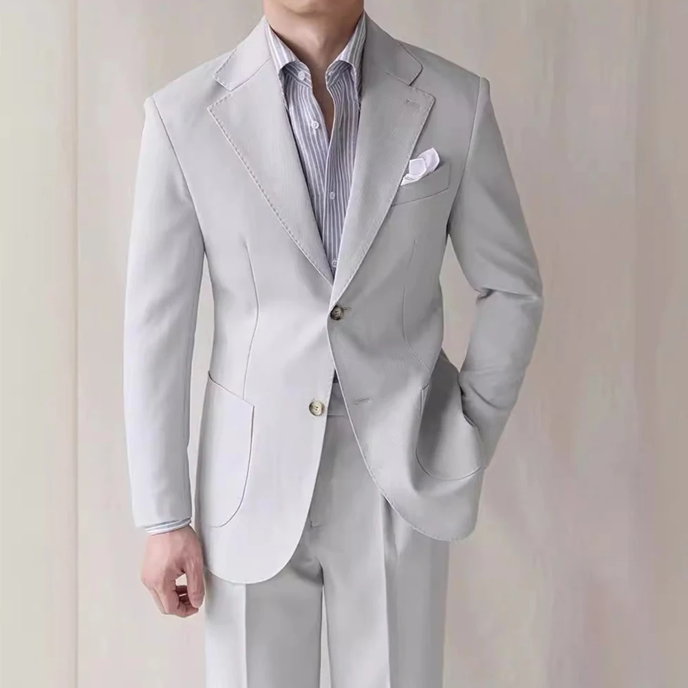 

Mens Loose Fit 2 Piece Suit Elegant Long Sleeve 2 Button Casual Daily Outfits for Men