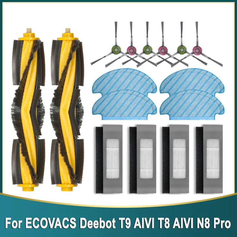 แปรงด้านข้างตัวกรอง HEPA แปรงหลักไม้ถูพื้นสำหรับ Ecovacs deebot T9 aivi T8 aivi N8 Pro 920อะไหล่เปลี่ยนเครื่องดูดฝุ่น950