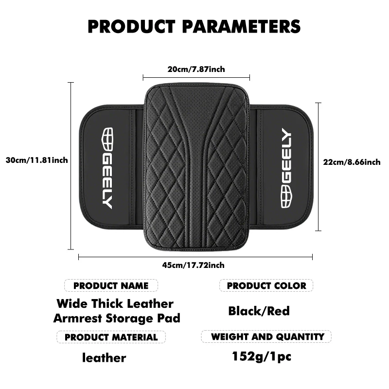 Leather Car Seat Center Console Armrest Mat Storage Bag For Geely Tugella GC9 X7 GX3 CK GC6 LC EC8 CK2 CK3 Geometry view 6