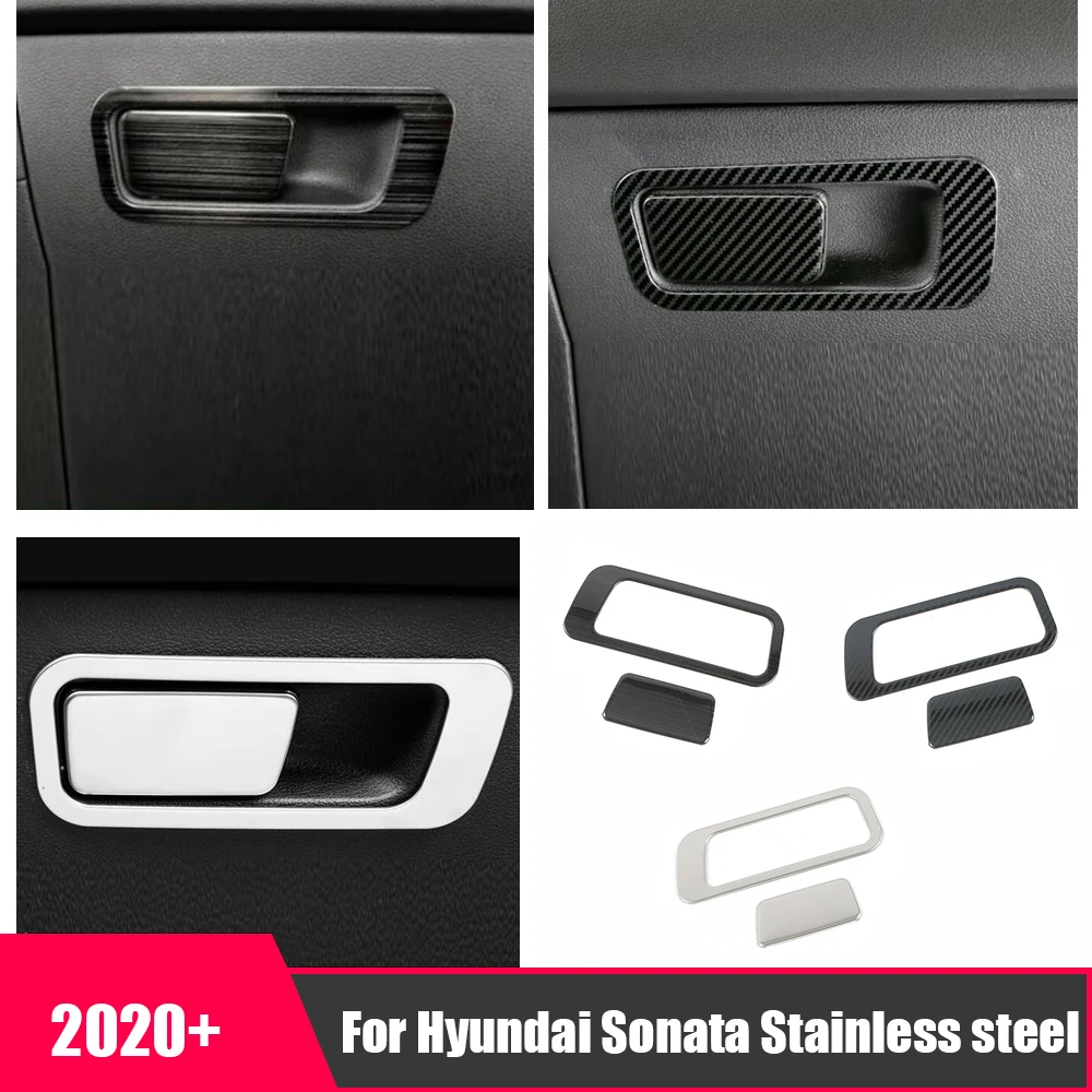 

For Hyundai Sonata DN8 2020 2021 Stainless Car copilot glove Box handle bowl sequins Decor cover trim Car styling Accessories