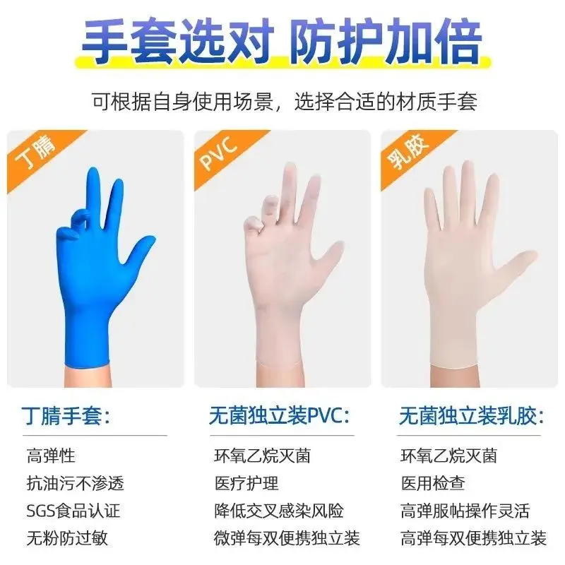 Disposable Gloves Food Grade FCL Thickened Catering Baking Kitchen Latex Synthetic Nitrile Housework Durable