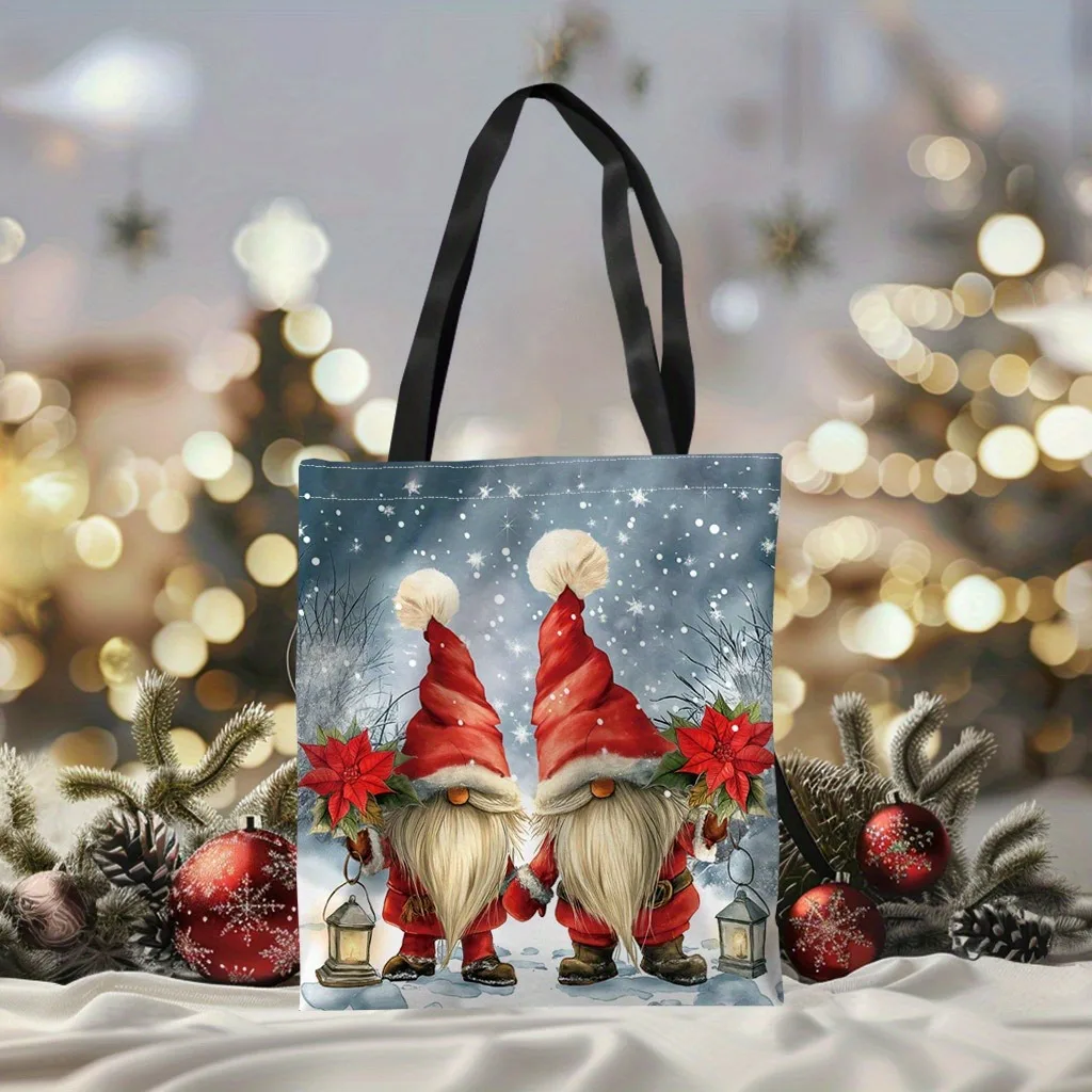 عيد الميلاد جنوم حمل حقيبة قابلة لإعادة الاستخدام البقالة والحلوى شنطة هدايا للنساء عطلة التسوق والحفلات حقيبة كتف أكياس تخزين البقالة #3