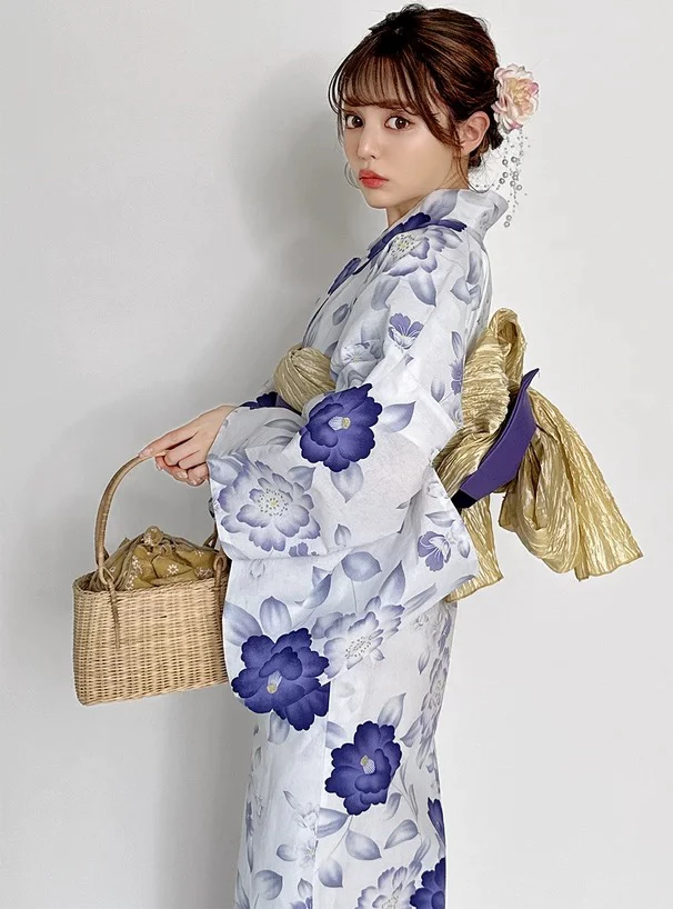 Bata de kimono tradicional para mujer, ropa Formal con flores, Festival de Bomberos, viaje, ropa étnica de algodón puesta en escena