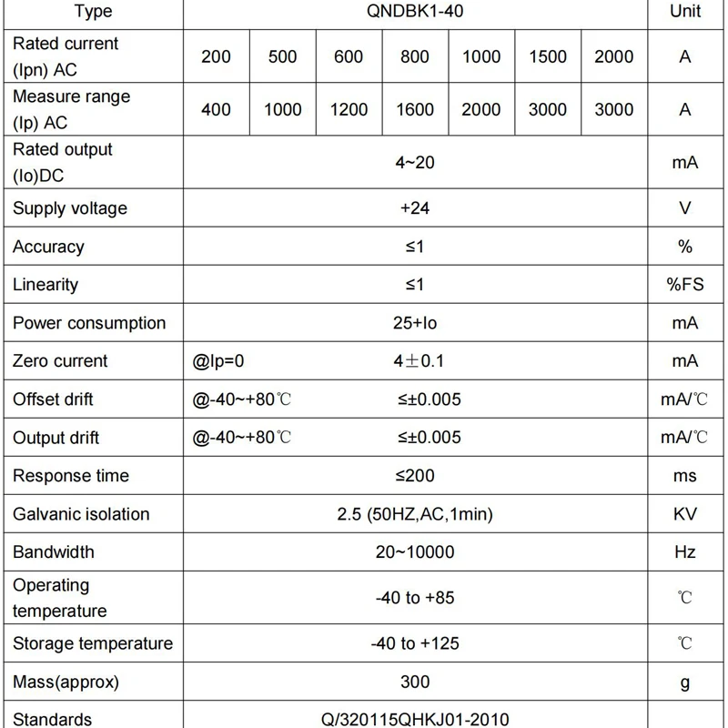 Hall Current Sensor QNDBK1-40 AC 600A 800A 1000A 1500A 2000A / DC 4-20mA 0-10V hall Current Transducer Split current transmitter - Image 4