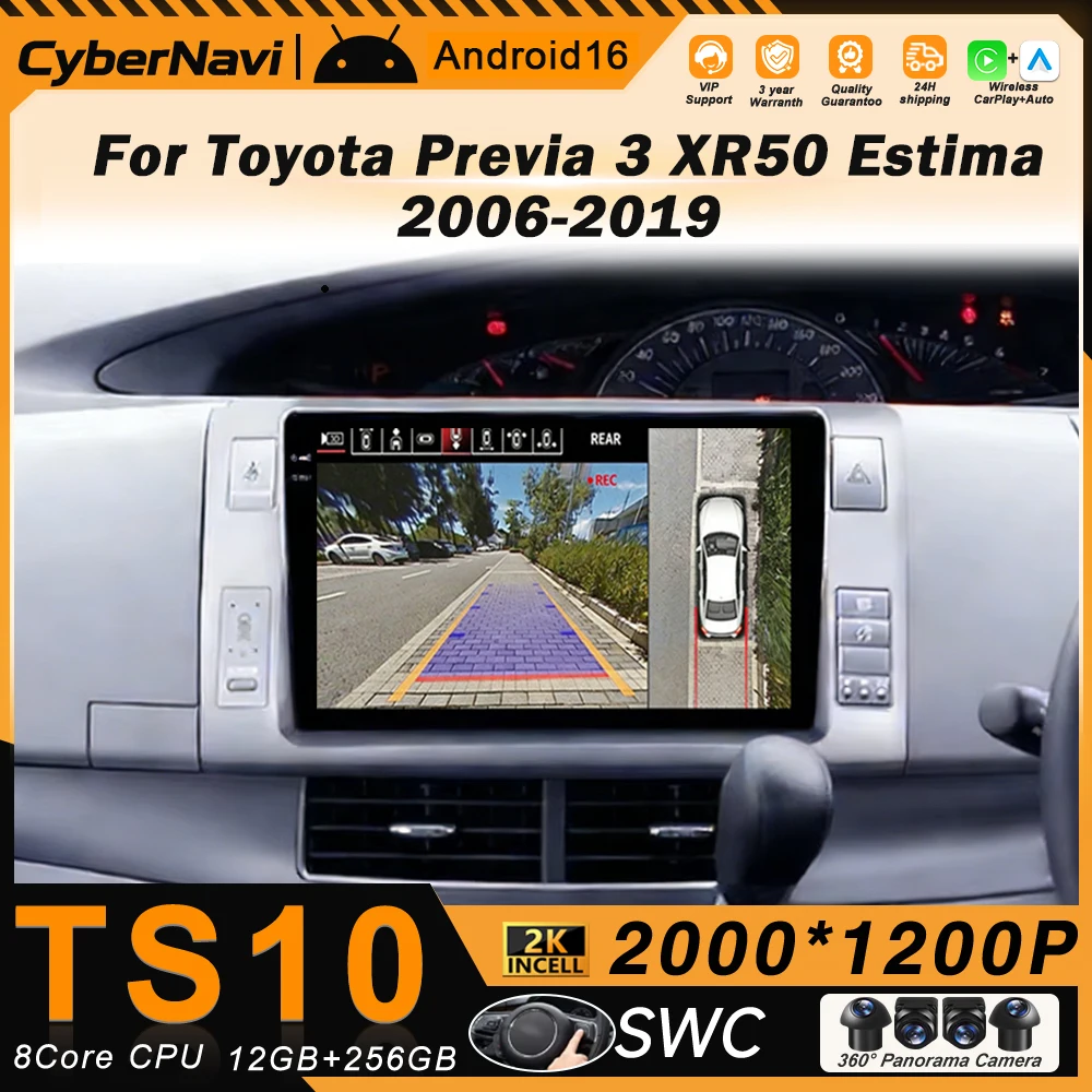 

Autoradio Android Auto Car Radio Multimedia For Toyota Previa 3 XR50 Estima 2006-2019 Carplay Navigation stereo 2 Din Head Unit