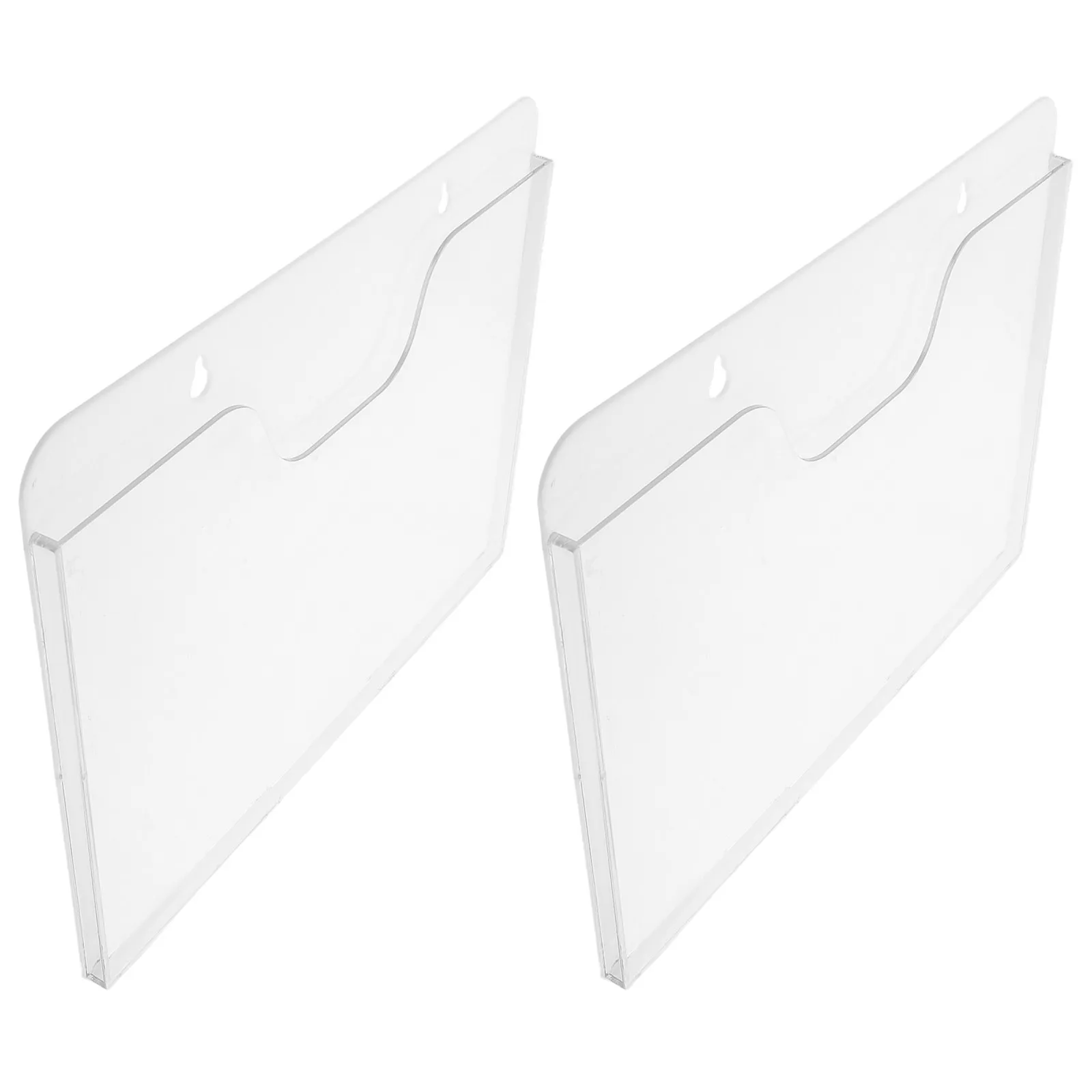 2Pcs Wall File Holder Clear Acrylic Organizer Office Brochure Rack Retail Literature Display Horizontal Document Organizer