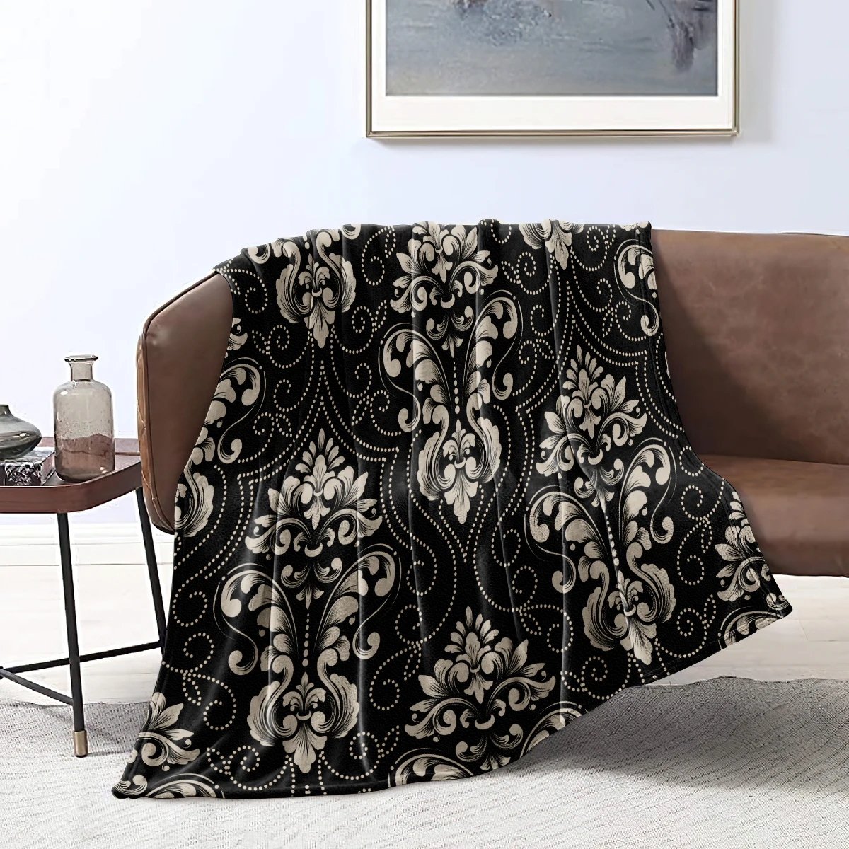 Madala Blanket Boho Flower Throw Blanket Warm Lightweight Botanical Bed Blanket Soft Warm Blanket for Bed Sofa