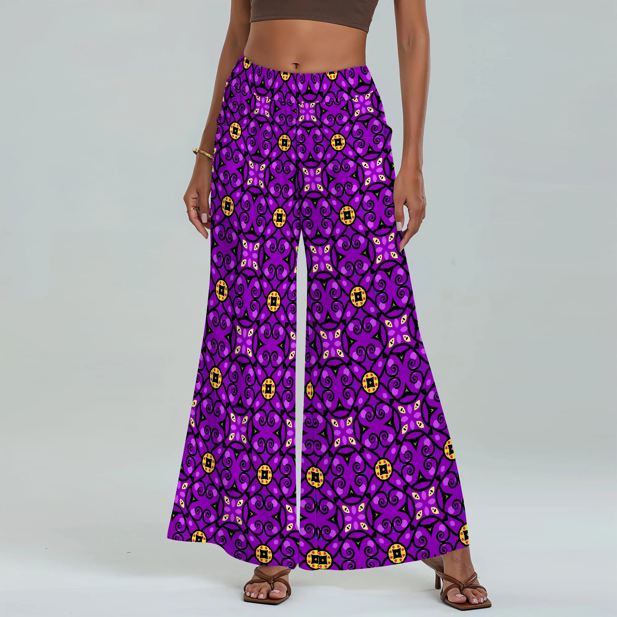 

Women's Wide Leg Pants with Pockets All Seasons Casual Comfort Totem Pattern for Tribal Festival Beach Luau