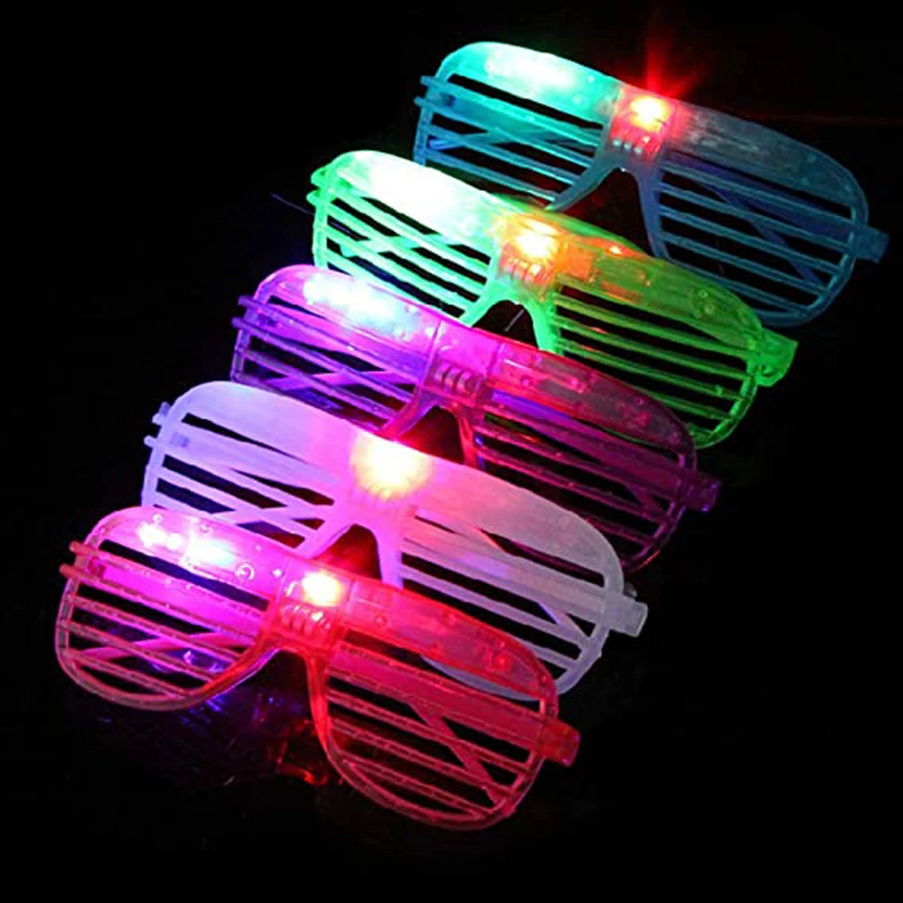 Toys Glow in The Dark Flashing Glasses Neon 6 Color Light up Glasses Glow Sticks Glasses LED Glasses Shutter Shades Glasses