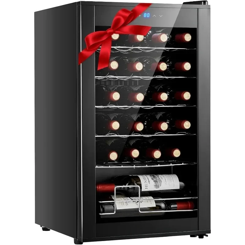 

24 Bottle Compressor Wine Cooler, Freestanding Wine Cellar for Red,Mini Fridge with 41-64.4°F Double Glazing