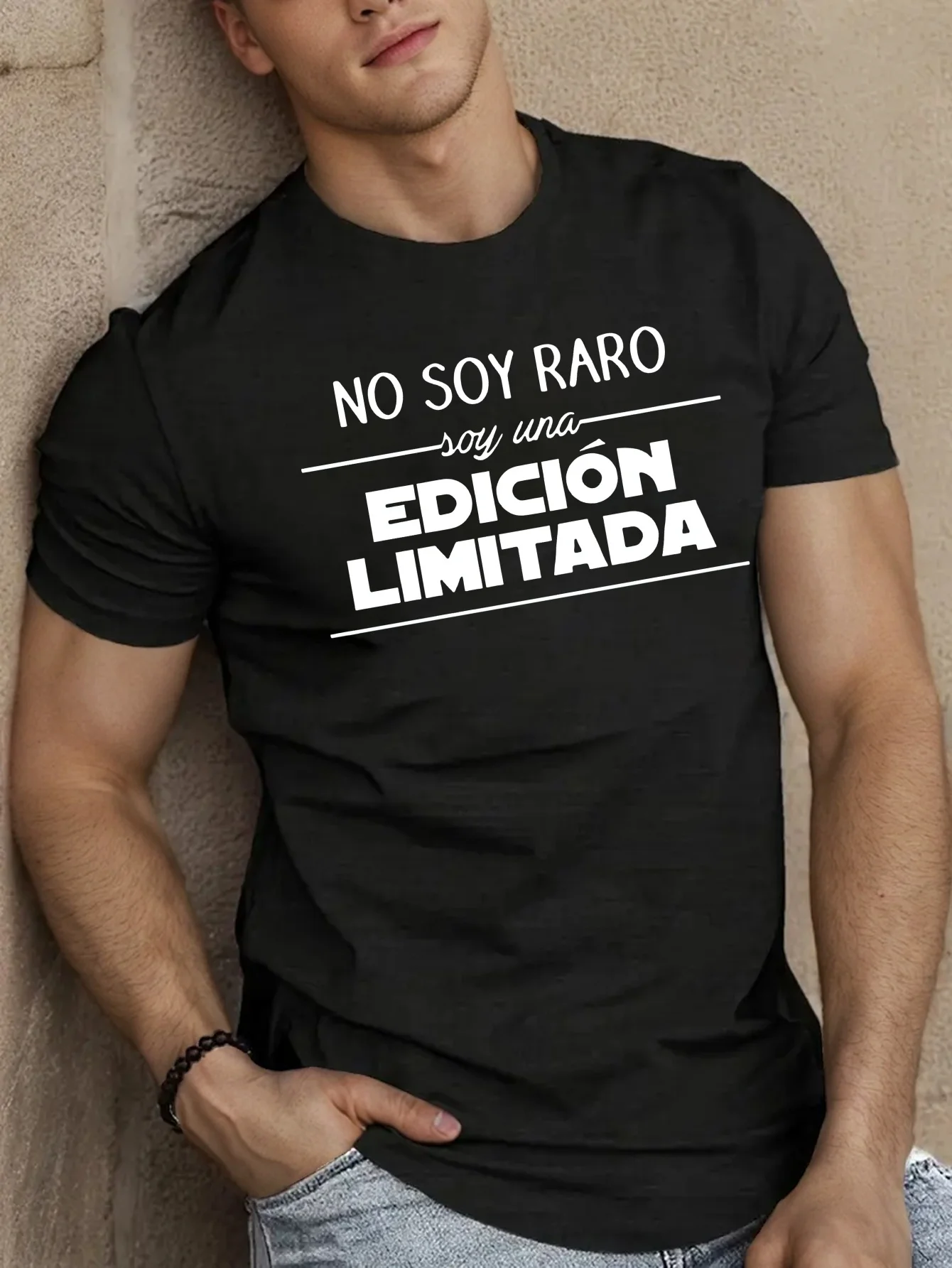 Camiseta con cita en español para hombre - No soy raro, soy una edición limitada, camiseta de algodón ligera de verano con estampado de manga corta