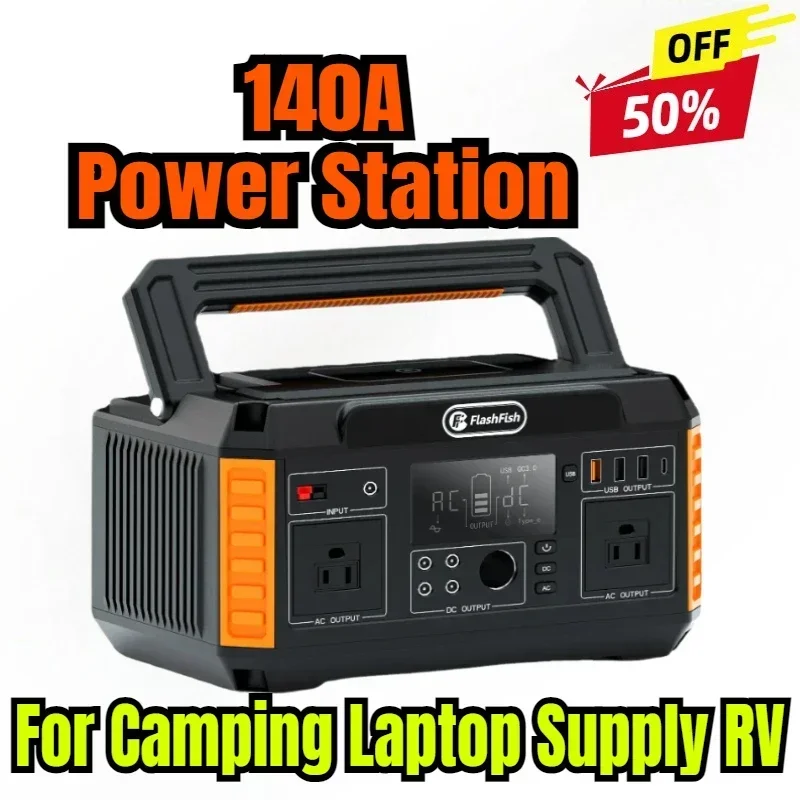 

140A Portable Power Station 520WH Emergency Solar Generator Battery Pack Power Bank Outdoor for Camping Laptop Supply RV