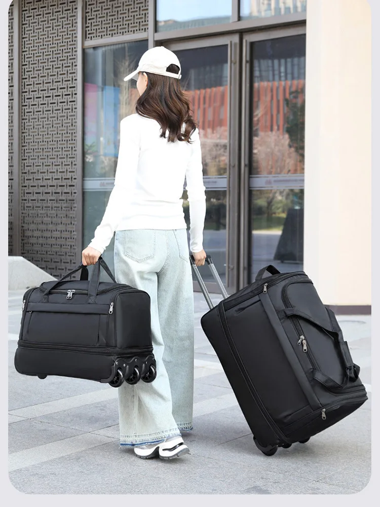 high-quality-large-capacity-wheel-equipped-travel-luggage-portable-handbag-for-men-and-women-fashionable-trending-oxford-cloth