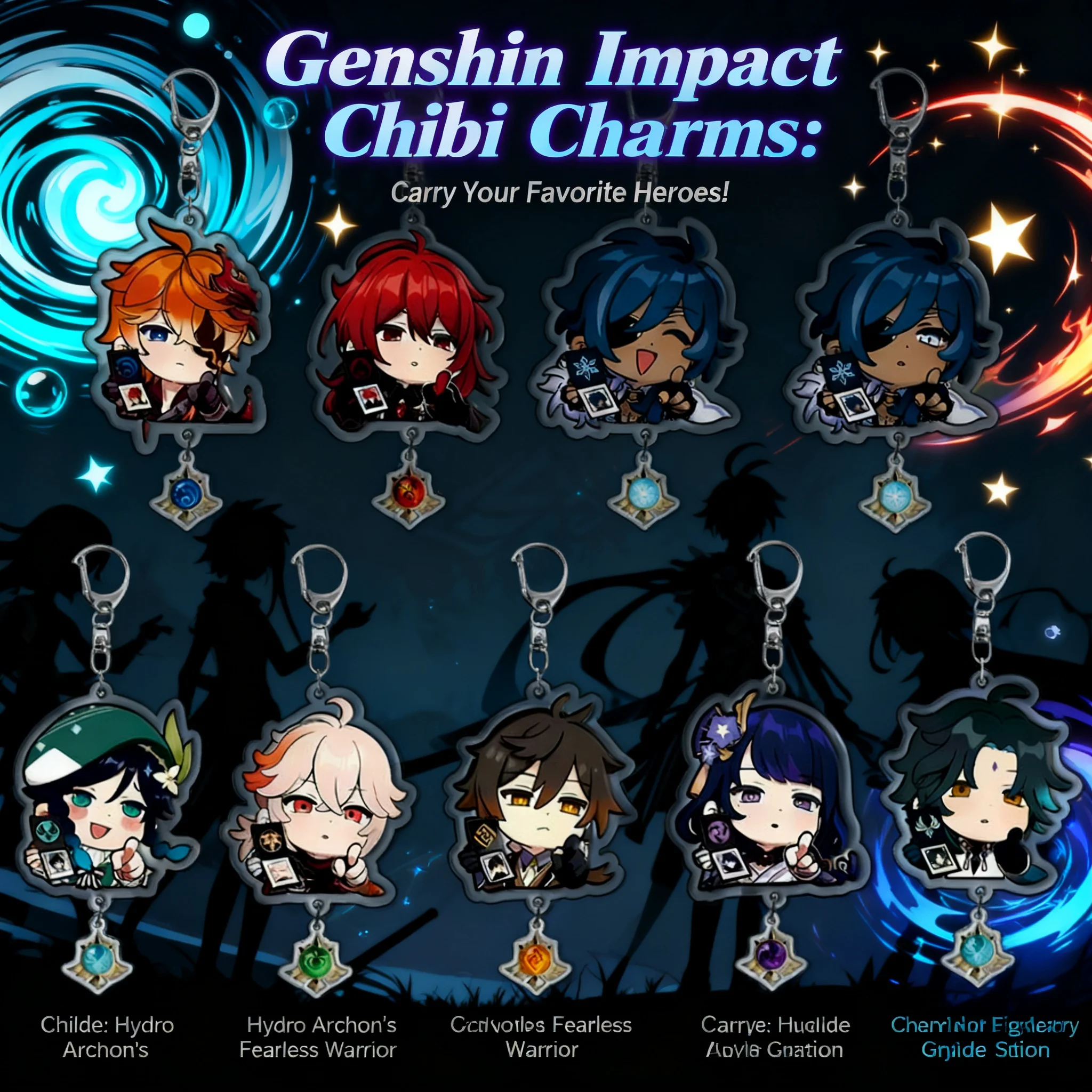 

Акриловый брелок-подвеска Genshin Impact: Путешественник, Скиталец, Клее, Скарамуш — игровые аксессуары, подарок для фанатов аниме и косплея