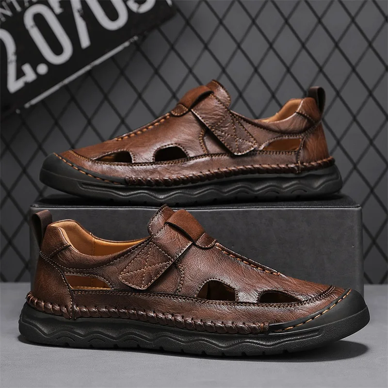 

2025 Summer New Men’s Handmade Sewn Breathable Sandals—Large Sizes 46-48 Perfect for Outdoor Comfort & Stylish Summer Wear