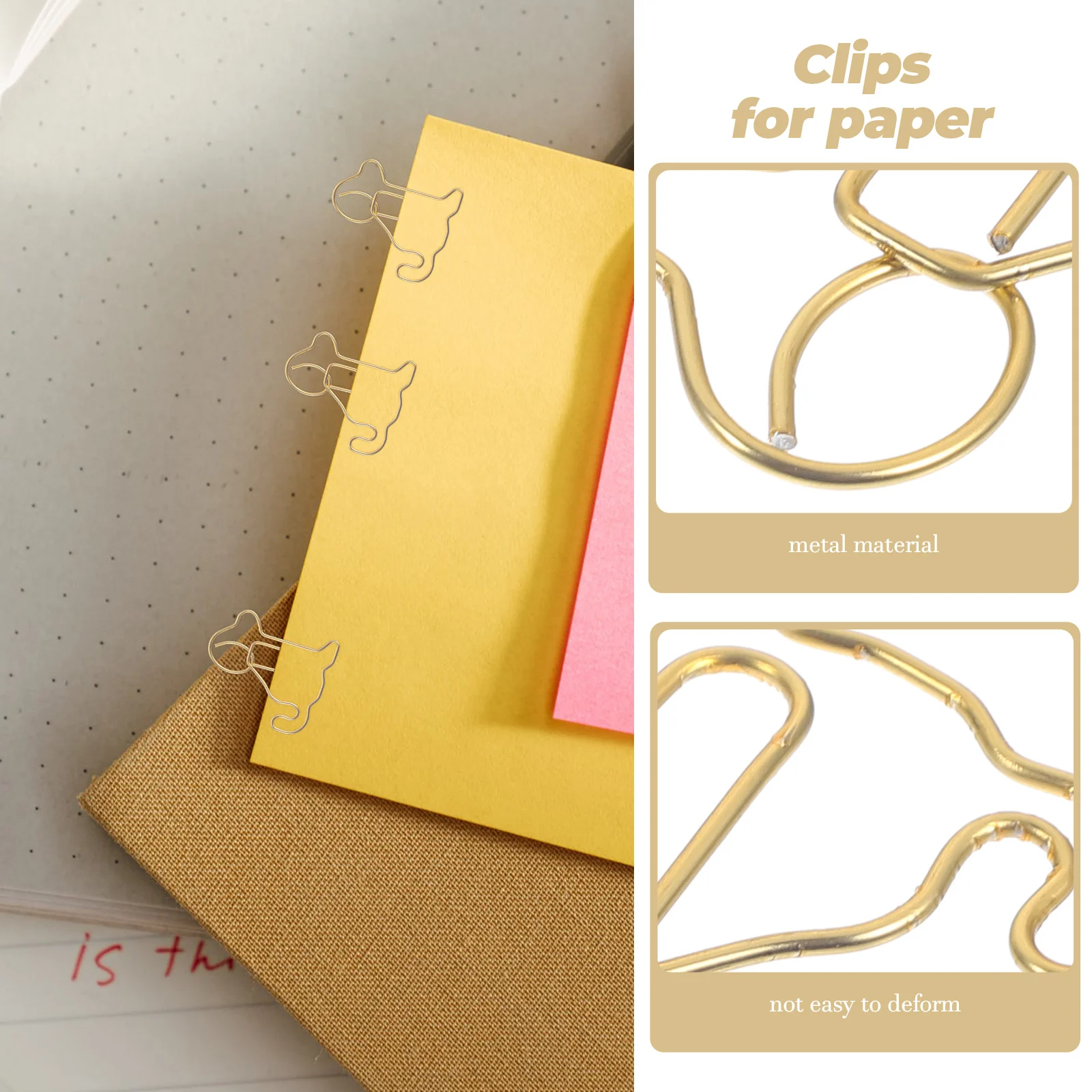 Imagem -04 - Golden Retriever Paper Clips Marcadores para Fotos File Desk Metal Paperclips Cute Dog Shaped Paper Clip Material de Escritório 50 Pcs