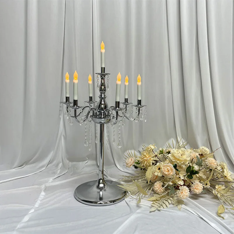 New wedding props silver wrought iron electroplated candle holder decoration wedding table ornaments photography window display