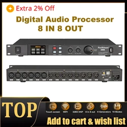 Paulkitson A808 Processor Digital Professional Audio Processor 8 In 8Out 32Bit DSP 7Band EQ Equalizer WIFI USB Without Noise