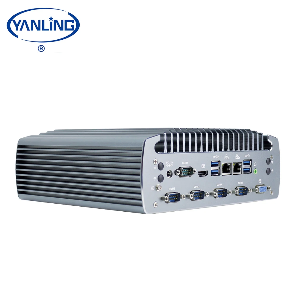 Fanless Embedded Industrial PC Intel I3/I5/I7 Rugged Computer With 2 Lan 6 COM Support Can Bus Aluminum Alloy Case Stock