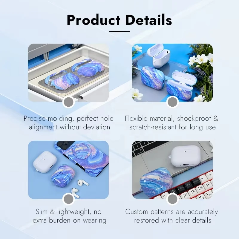 FONLYU 3D Sublimation Mold Case for Airpods Pro 3 2 1 DIY Heat Transfer Press Printing Earbuds Earphone Cover Personalize Print