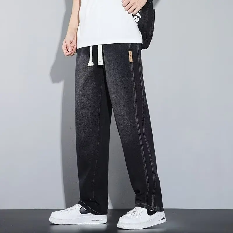 Men's Casual Jeans Trendy Brand Old Pants Trendy Versatile Spring And Autumn Show High Comfort Straight Loose Wide-leg Trousers