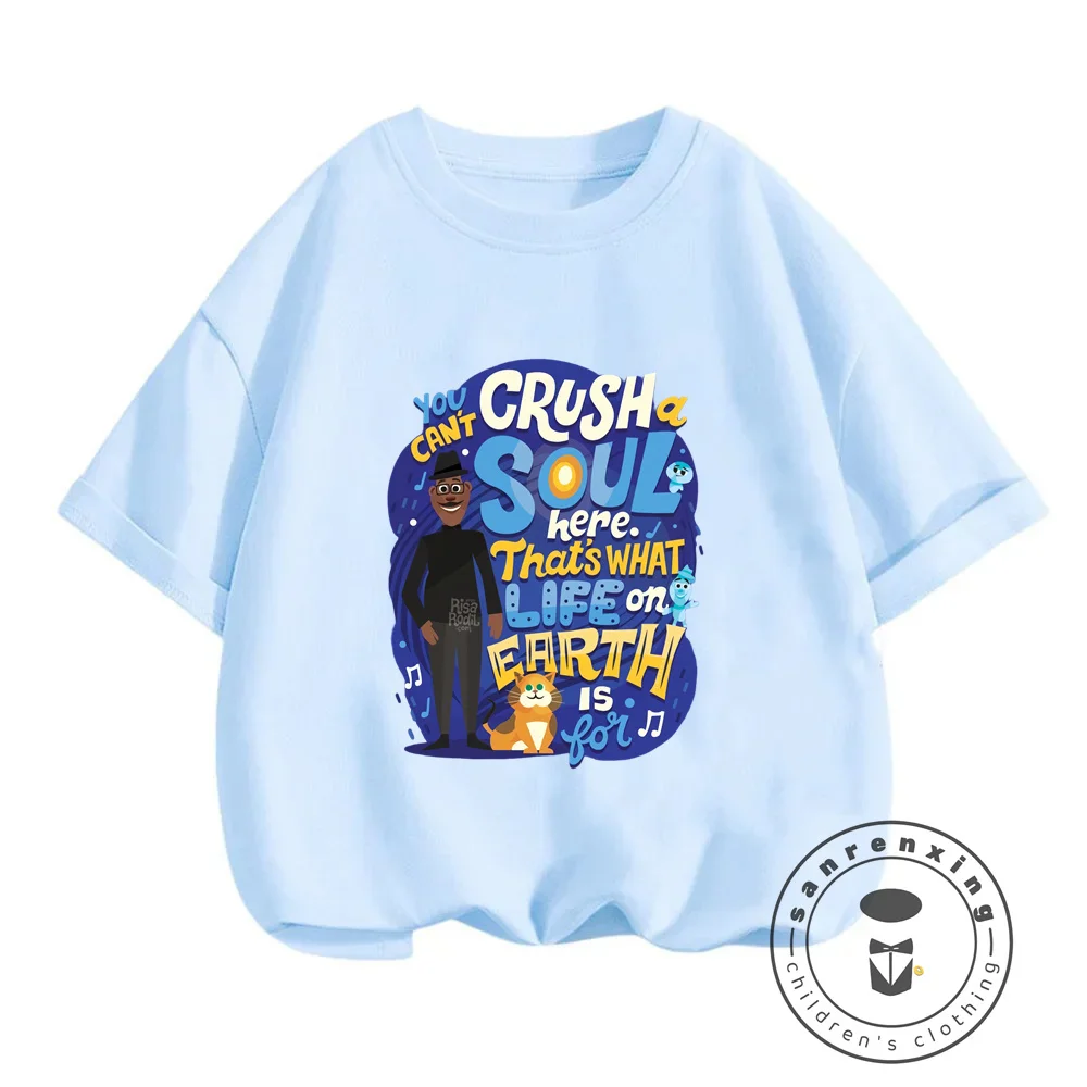 Disney's Summer Blockbuster Soul T-Shirts for Kids Cute Affordable Cartoon Printed Tops with Elastic Fit Perfect for Boys Girls