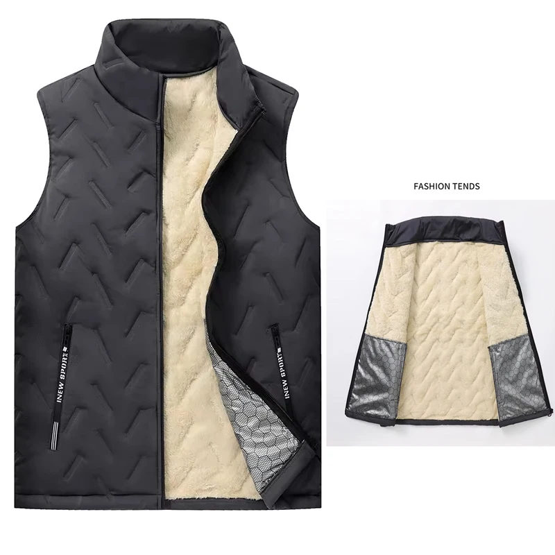 2026 Large Size Lamb Velvet Fleece Lined Thickened Warm Vest Casual Fashion Collar Jacket L-7XL Couple Style Topwear Men Vest